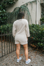 Cozy Chic Knit Romper- Tan Beige