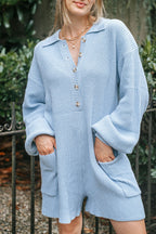 Cozy Chic Knit Romper – Light Blue