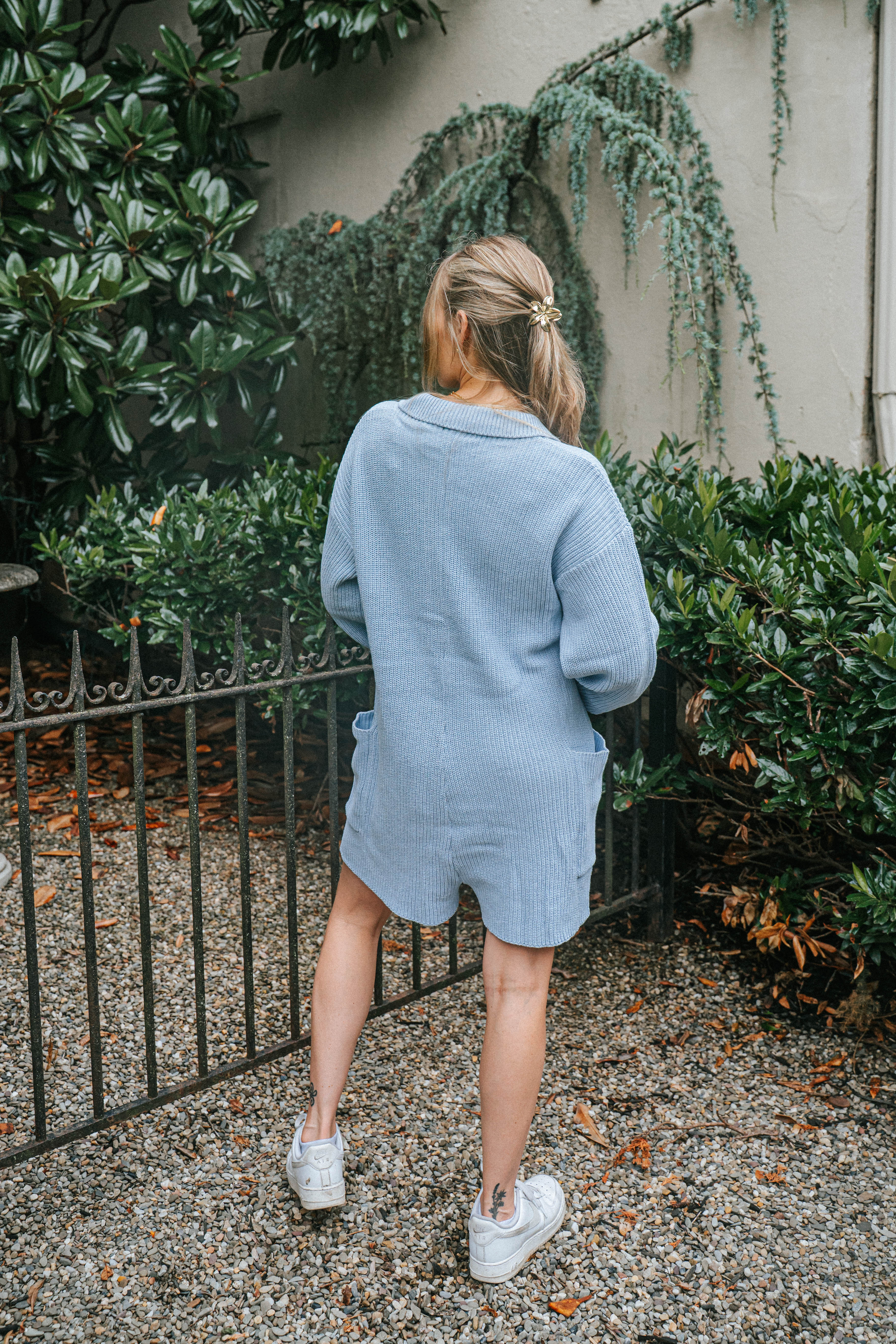 Cozy Chic Knit Romper – Light Blue