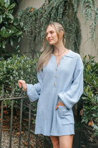 Cozy Chic Knit Romper – Light Blue