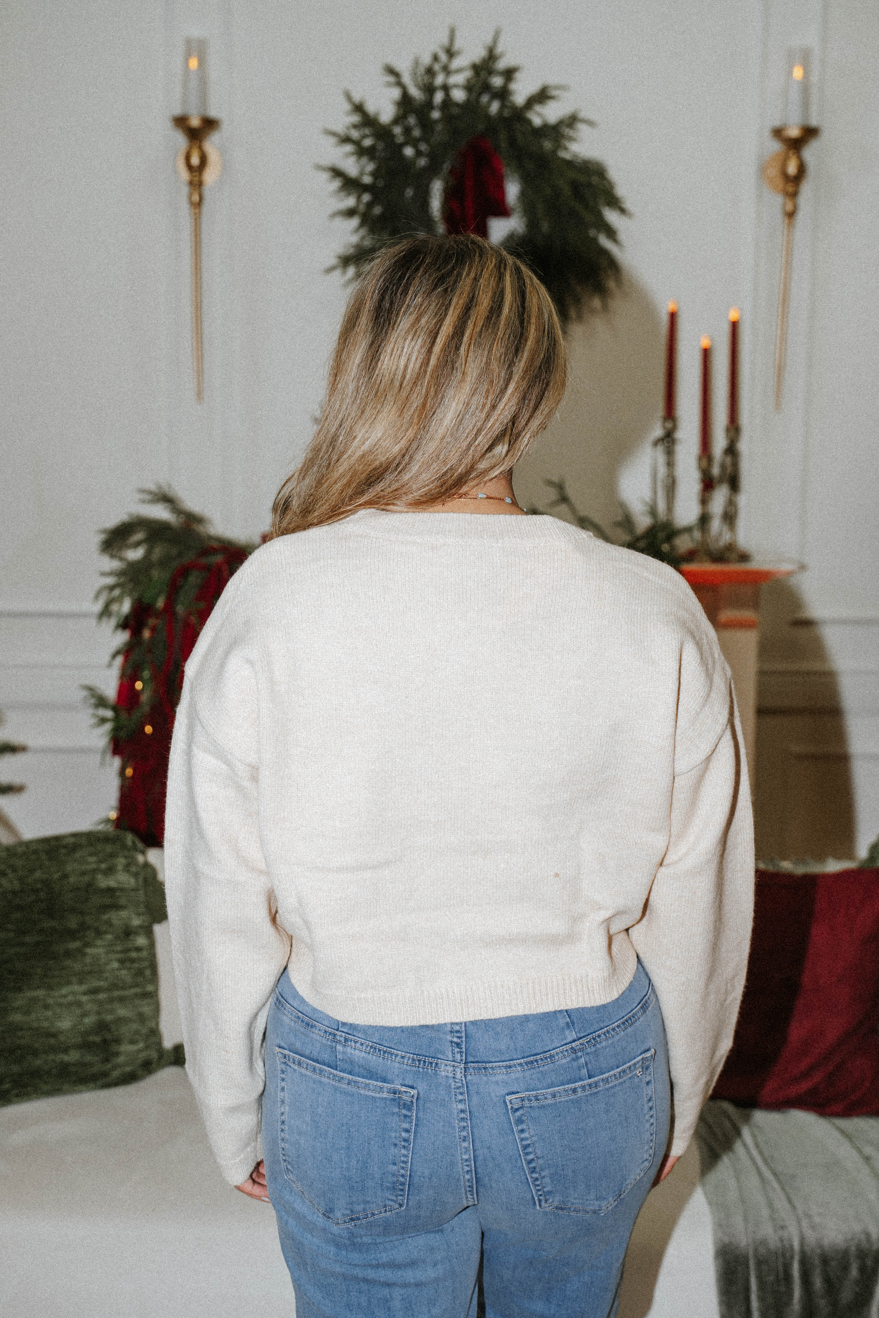 Holiday Cheers Martini Sweater- Tan