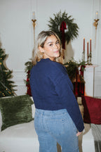 Holiday Cheers Martini Sweater- Navy