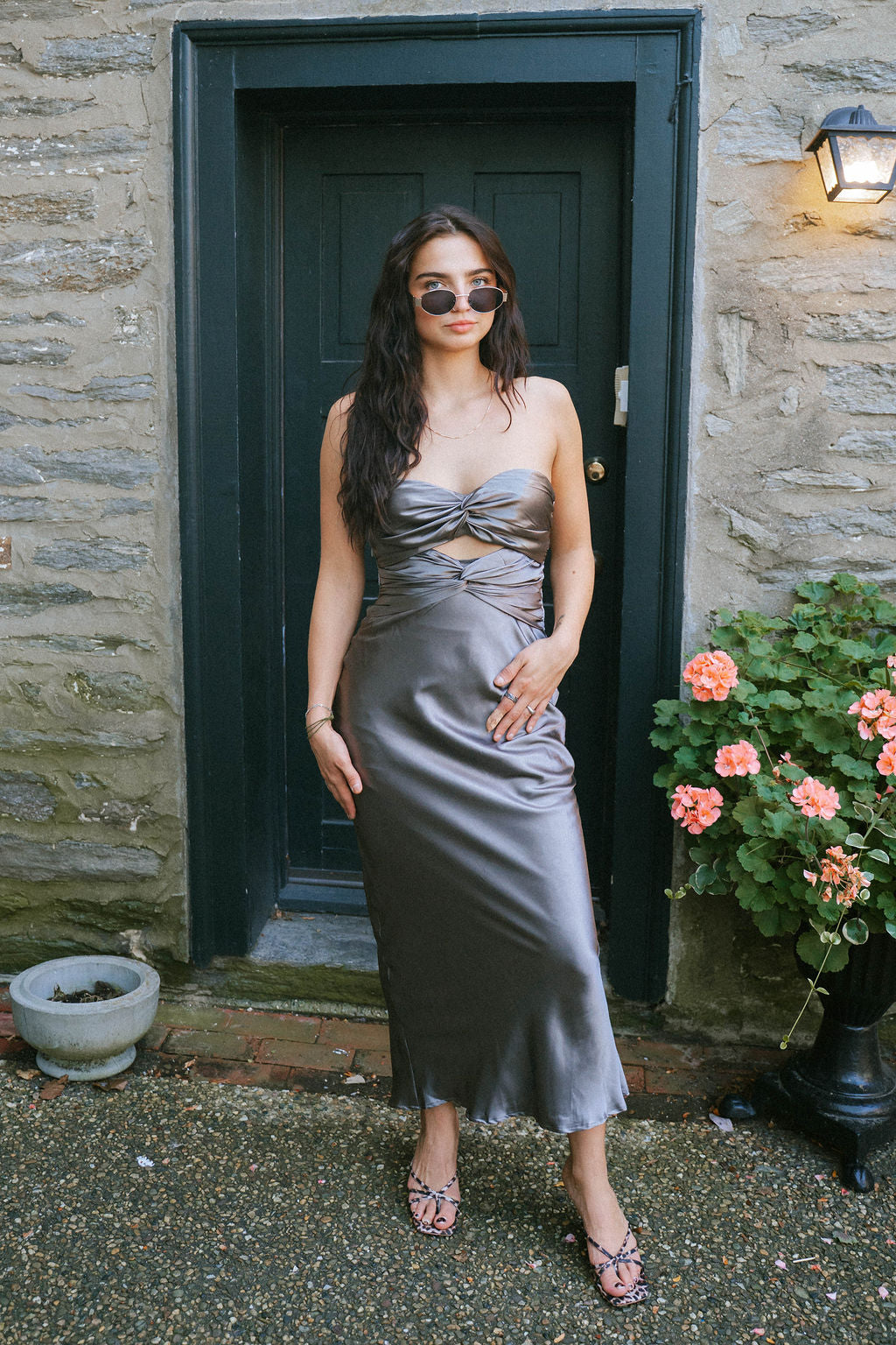 Marlowe Strapless Dress- Stone
