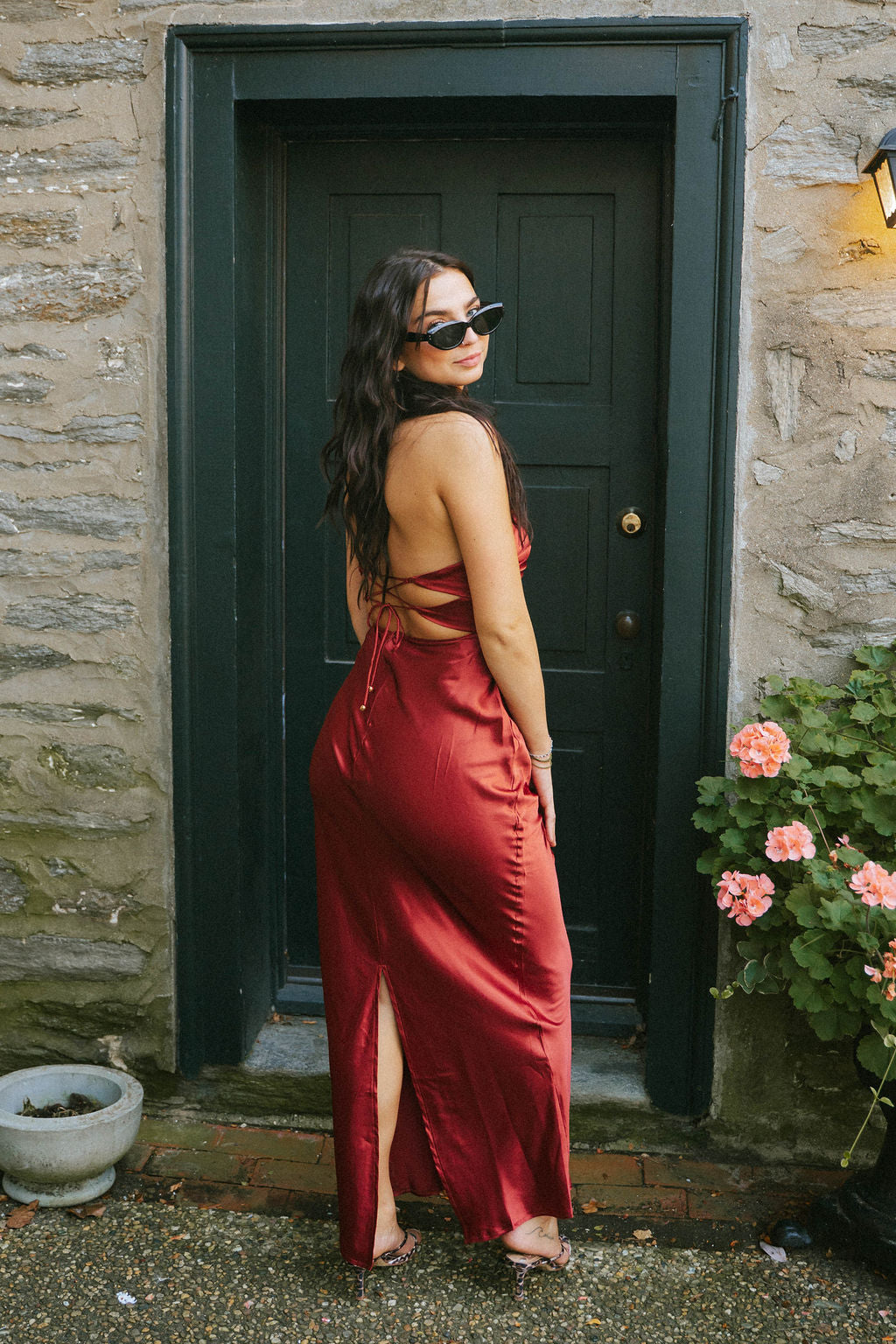 Marlowe Strapless Dress- Crimson Red