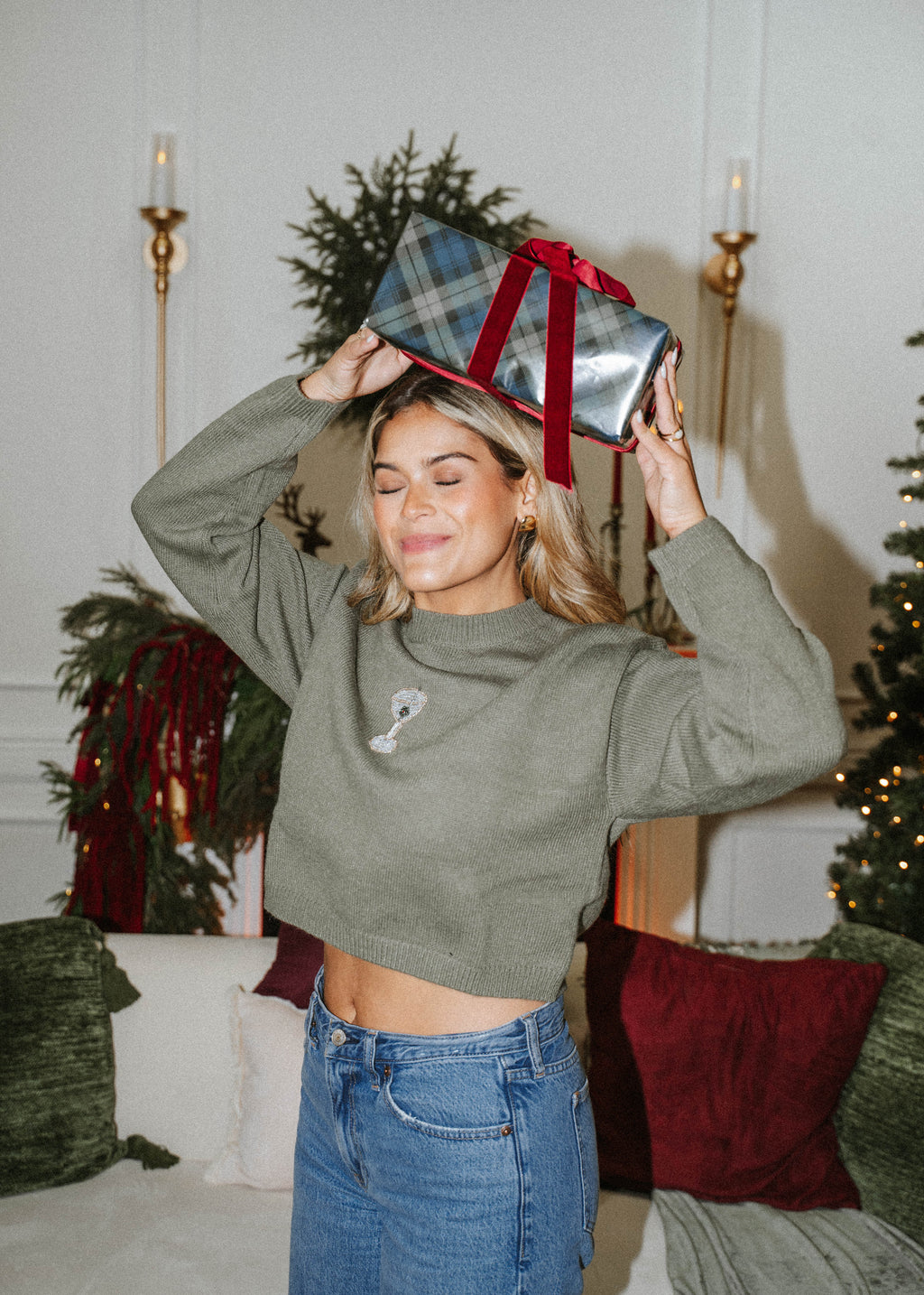 Olive Beaded Dirty Martini Sweater