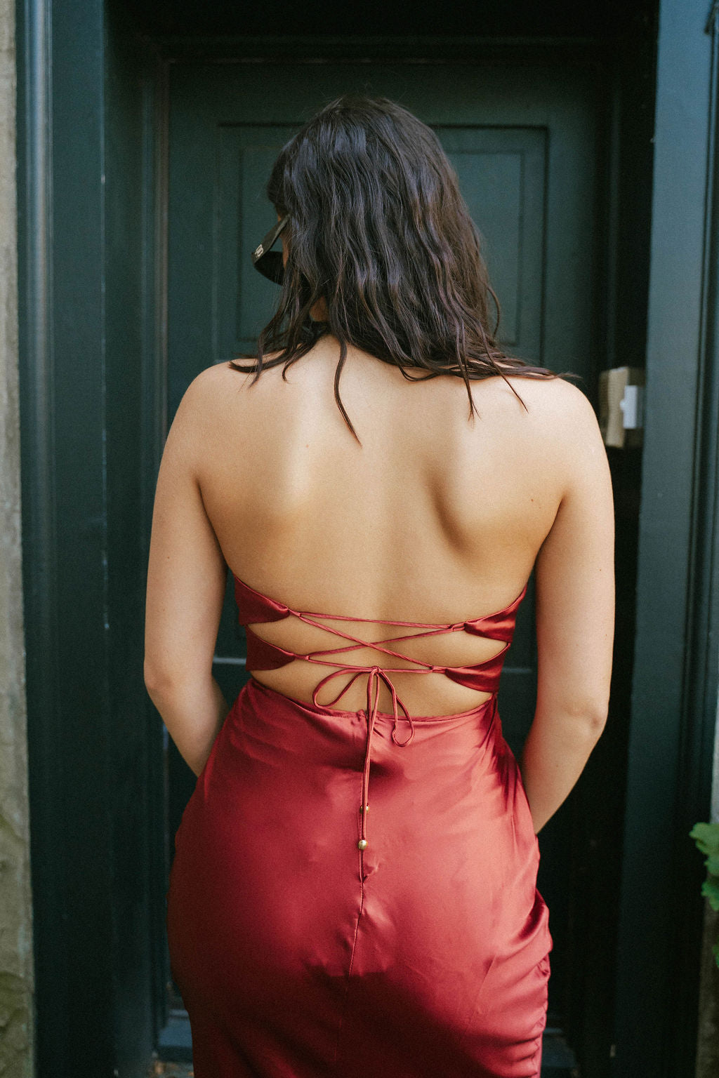 Marlowe Strapless Dress- Crimson Red