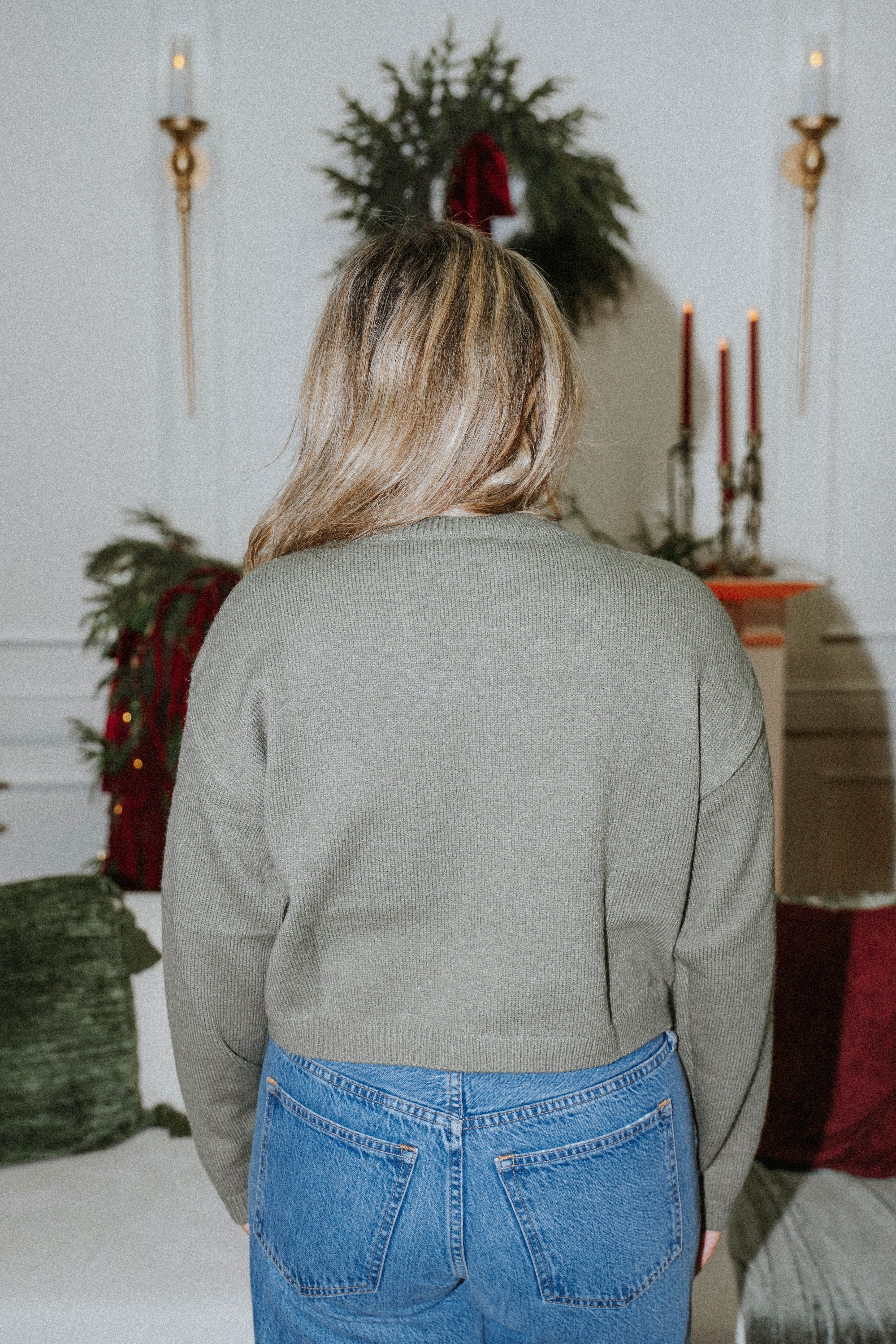 Olive Beaded Dirty Martini Sweater