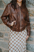 Mercer Faux Leather Jacket- Dark Brown