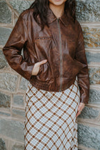 Mercer Faux Leather Jacket- Dark Brown