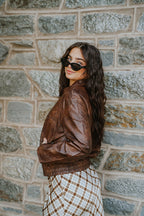 Mercer Faux Leather Jacket- Dark Brown