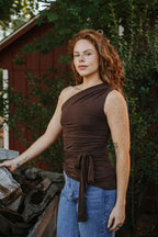 After Hours Ruched One-Shoulder Top