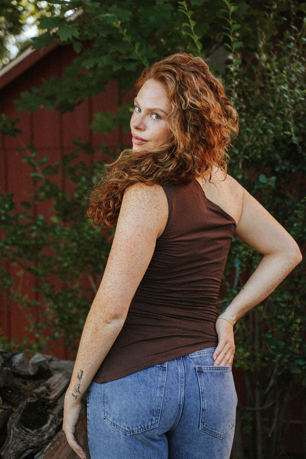 After Hours Ruched One-Shoulder Top