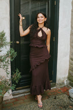Isla Crinkle Chocolate Dress