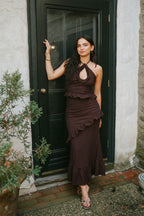 Isla Crinkle Chocolate Dress