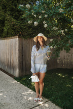 Sunlit Coast Stripe Cardigan- Butter/Blue
