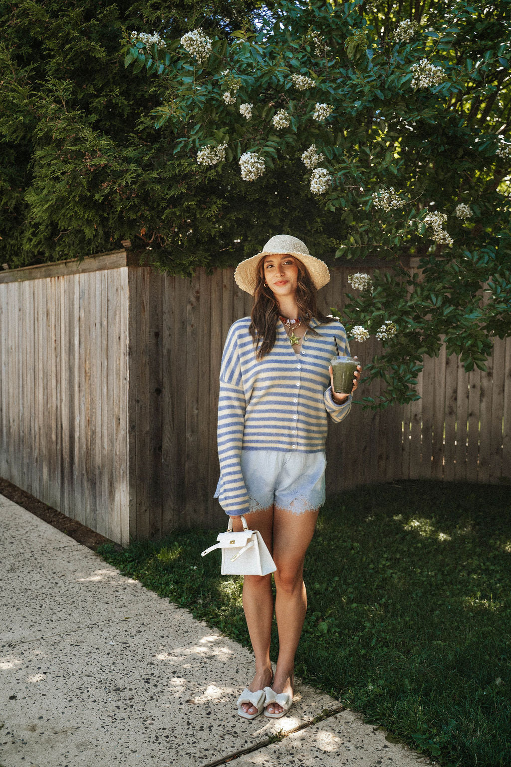 Sunlit Coast Stripe Cardigan- Butter/Blue