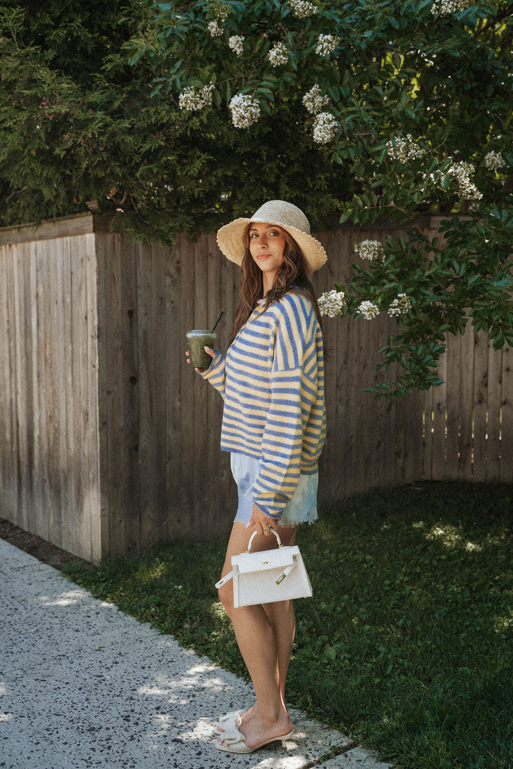 Sunlit Coast Stripe Cardigan- Butter/Blue