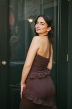 Isla Crinkle Chocolate Dress