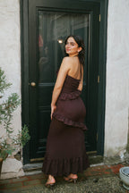 Isla Crinkle Chocolate Dress