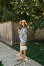 Sunlit Coast Stripe Cardigan- Butter/Blue