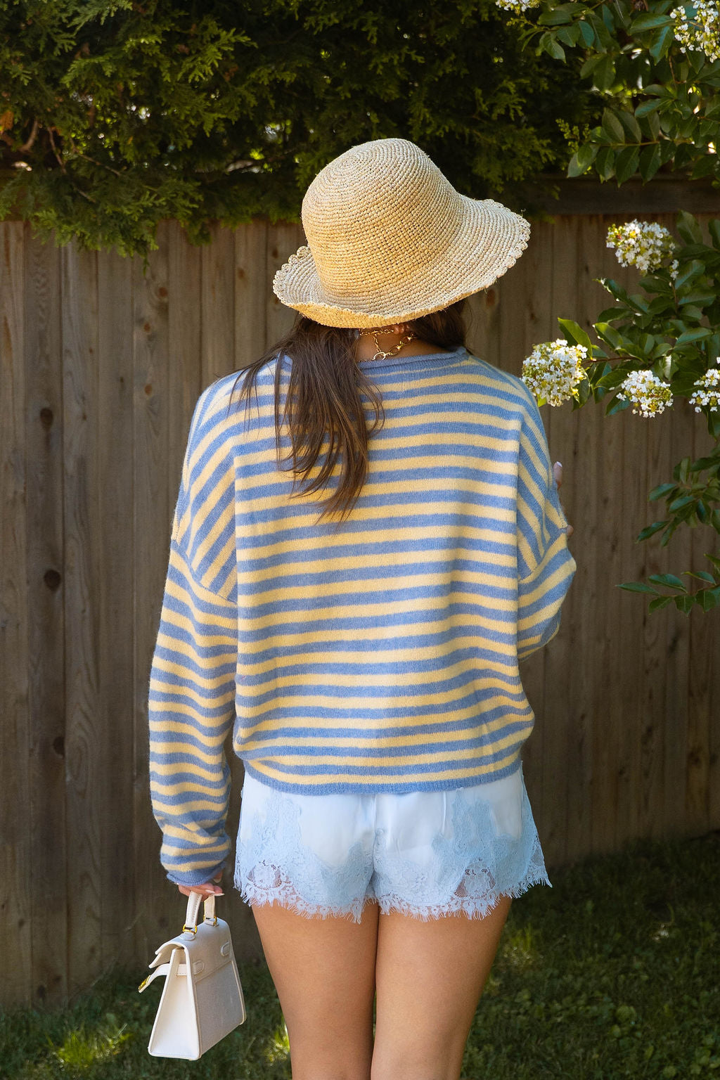 Sunlit Coast Stripe Cardigan- Butter/Blue