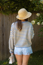 Sunlit Coast Stripe Cardigan- Butter/Blue