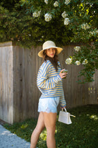 Sunlit Coast Stripe Cardigan- Butter/Blue
