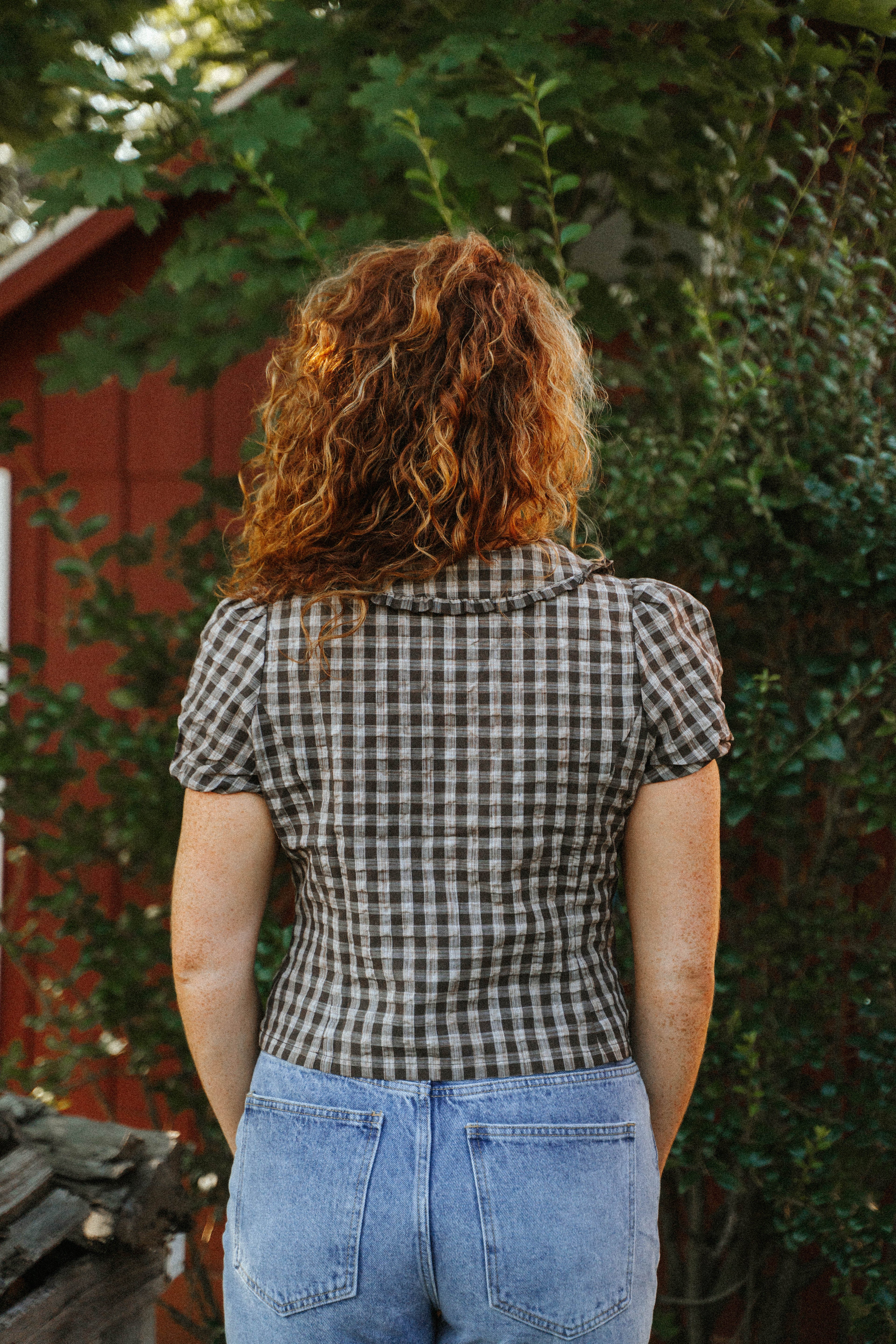 Wren Gingham Top- Chocolate