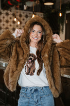 Après Midnight Hooded Faux Fur Jacket – Camel