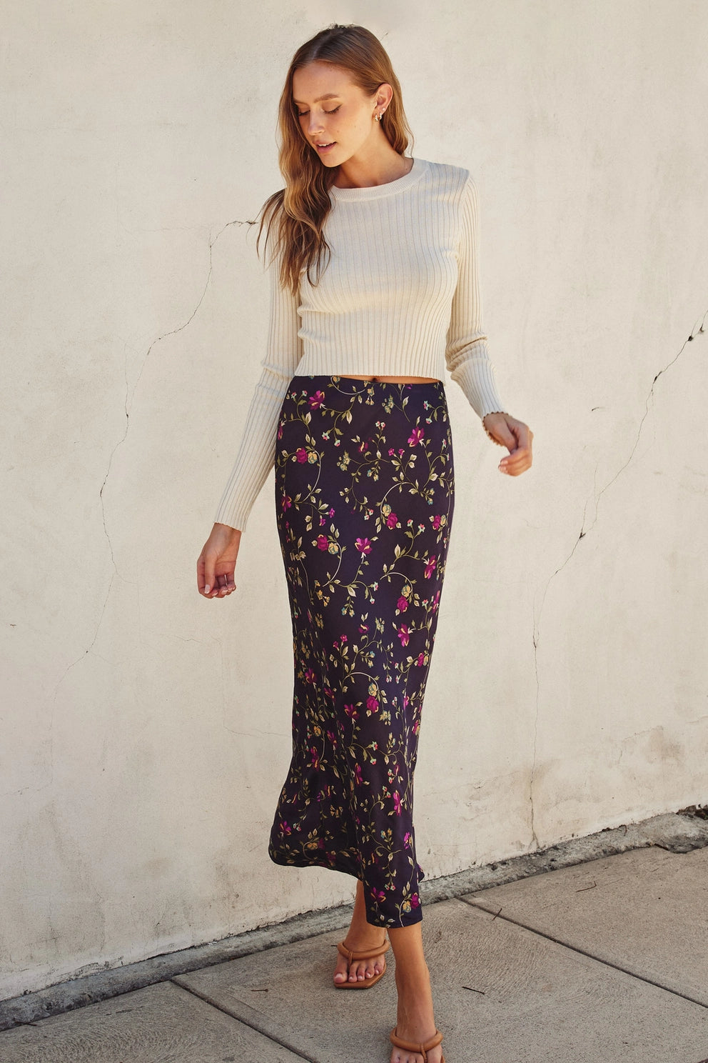 Midnight Floral Pull On Maxi Skirt