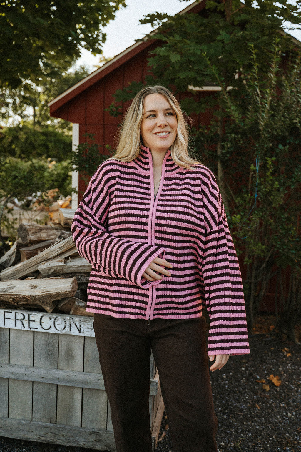 Berry Mocha Zip-Up Sweater