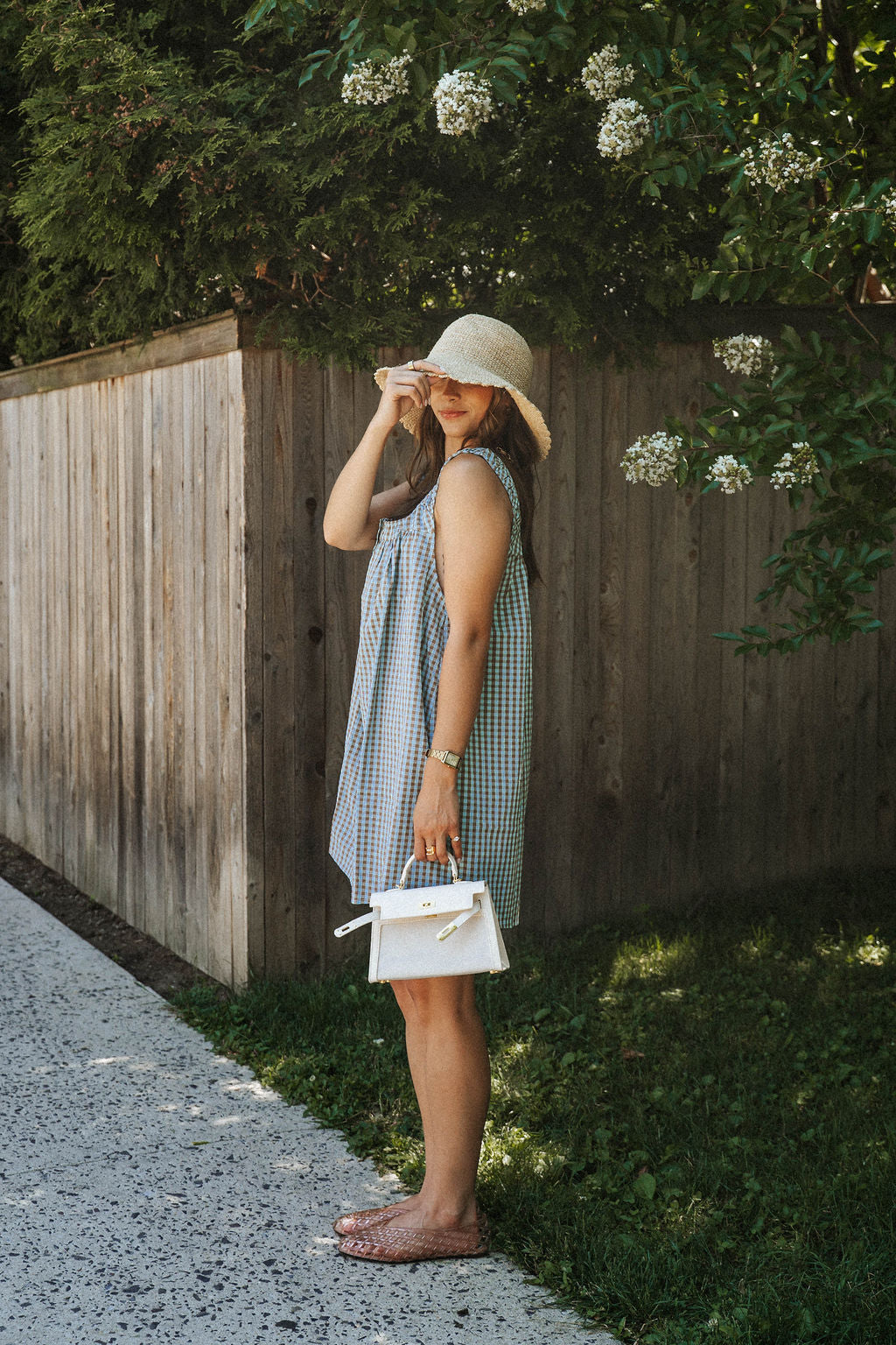 Seabreeze Gingham Shift Dress- Blue/Brown