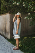 Seabreeze Gingham Shift Dress- Blue/Brown
