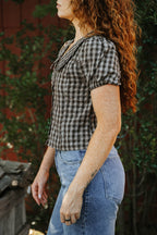 Wren Gingham Top- Chocolate