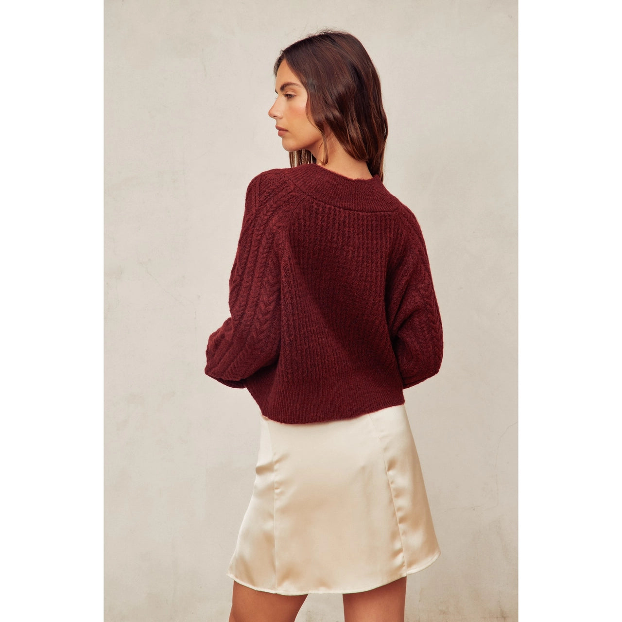 Burgundy Button Cardigan