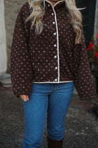 Sugar Cookie Sherpa Snap Jacket- Chocolate
