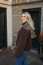 Sugar Cookie Sherpa Snap Jacket- Chocolate