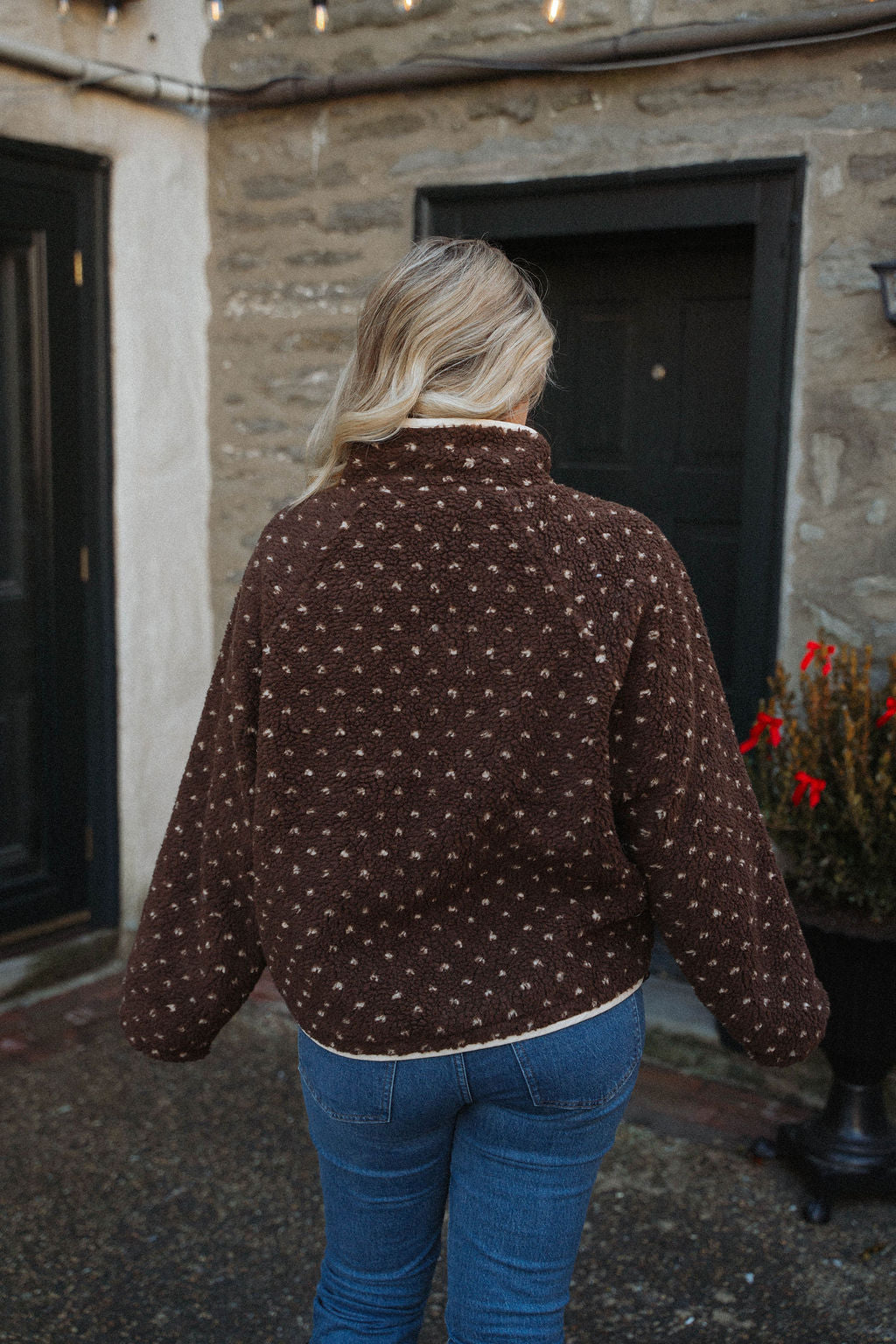 Sugar Cookie Sherpa Snap Jacket- Chocolate