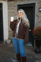 Sugar Cookie Sherpa Snap Jacket- Chocolate