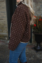 Sugar Cookie Sherpa Snap Jacket- Chocolate