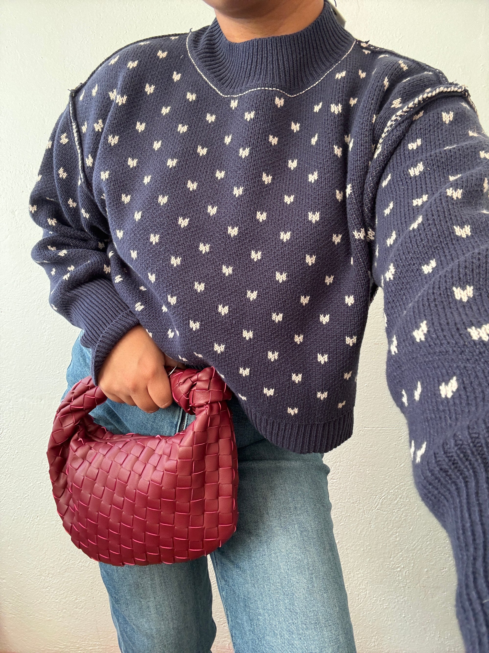 Navy Hearts Sweater