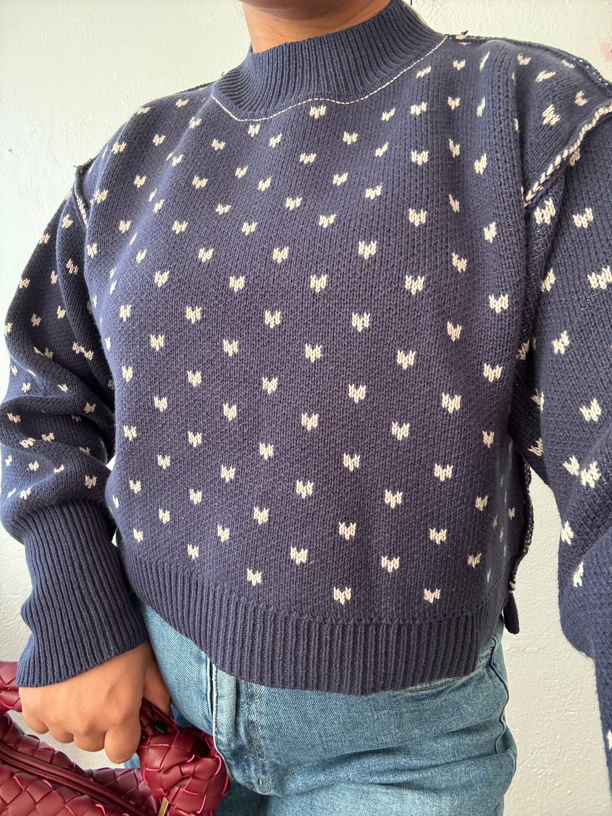 Navy Hearts Sweater