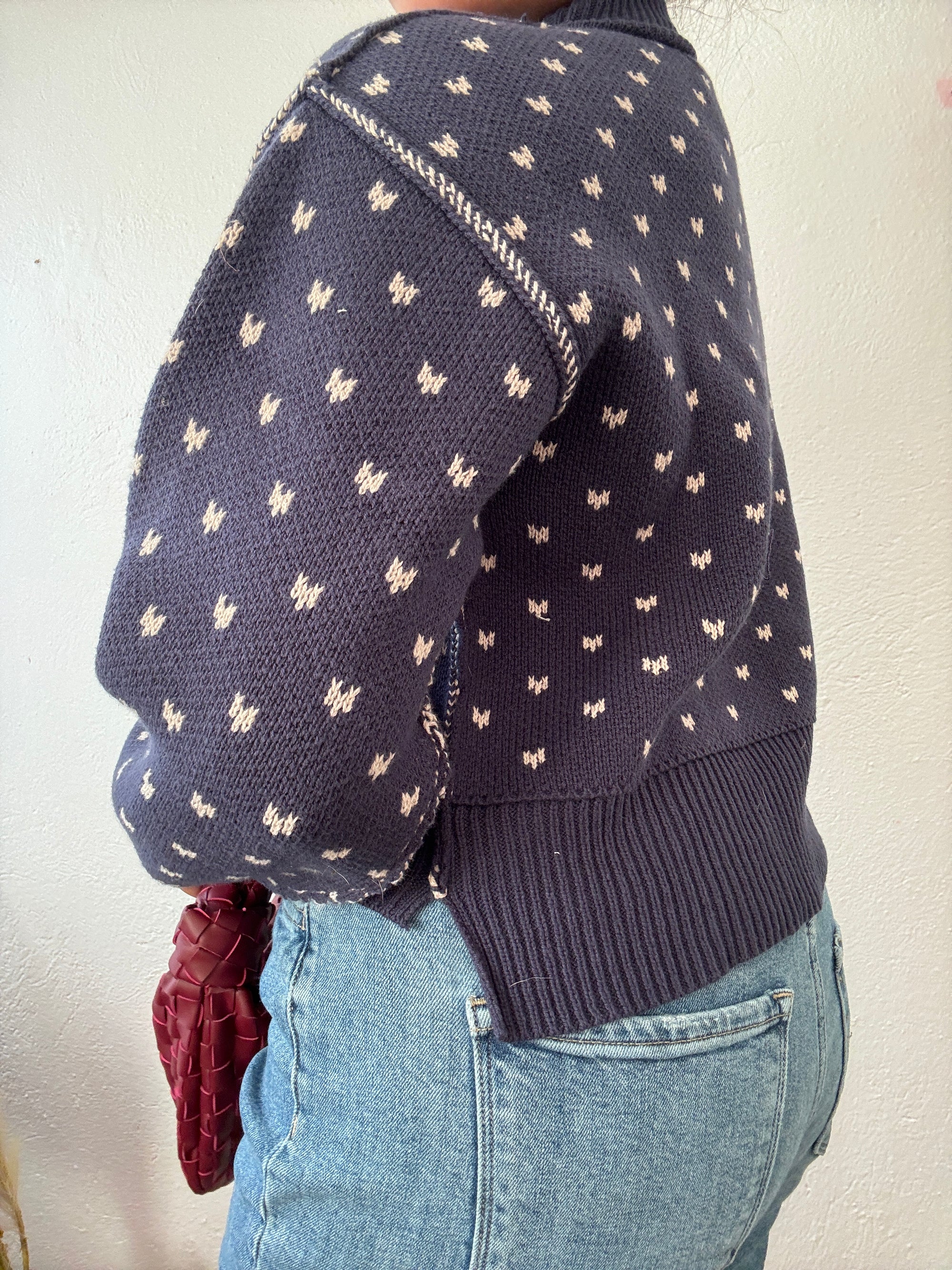 Navy Hearts Sweater