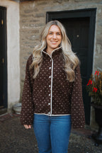 Sugar Cookie Sherpa Snap Jacket- Chocolate