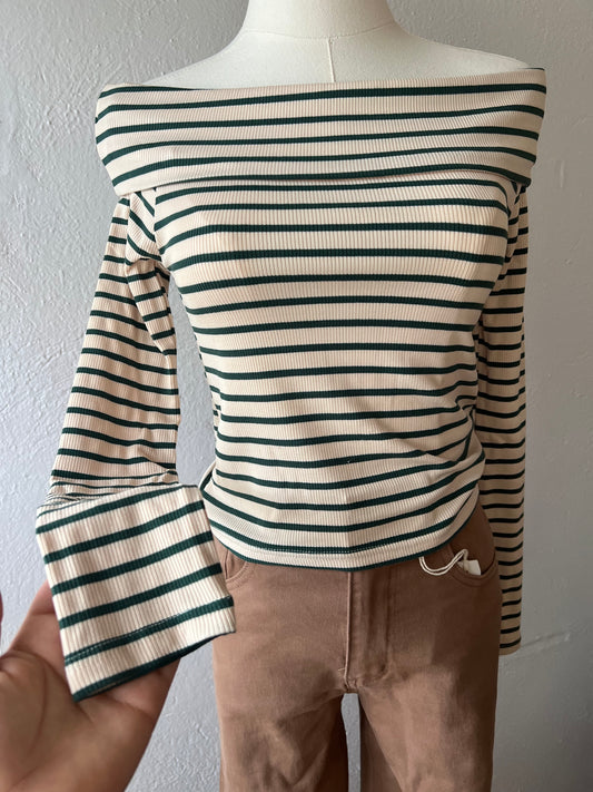 Hunter Green Striped Long Sleeve