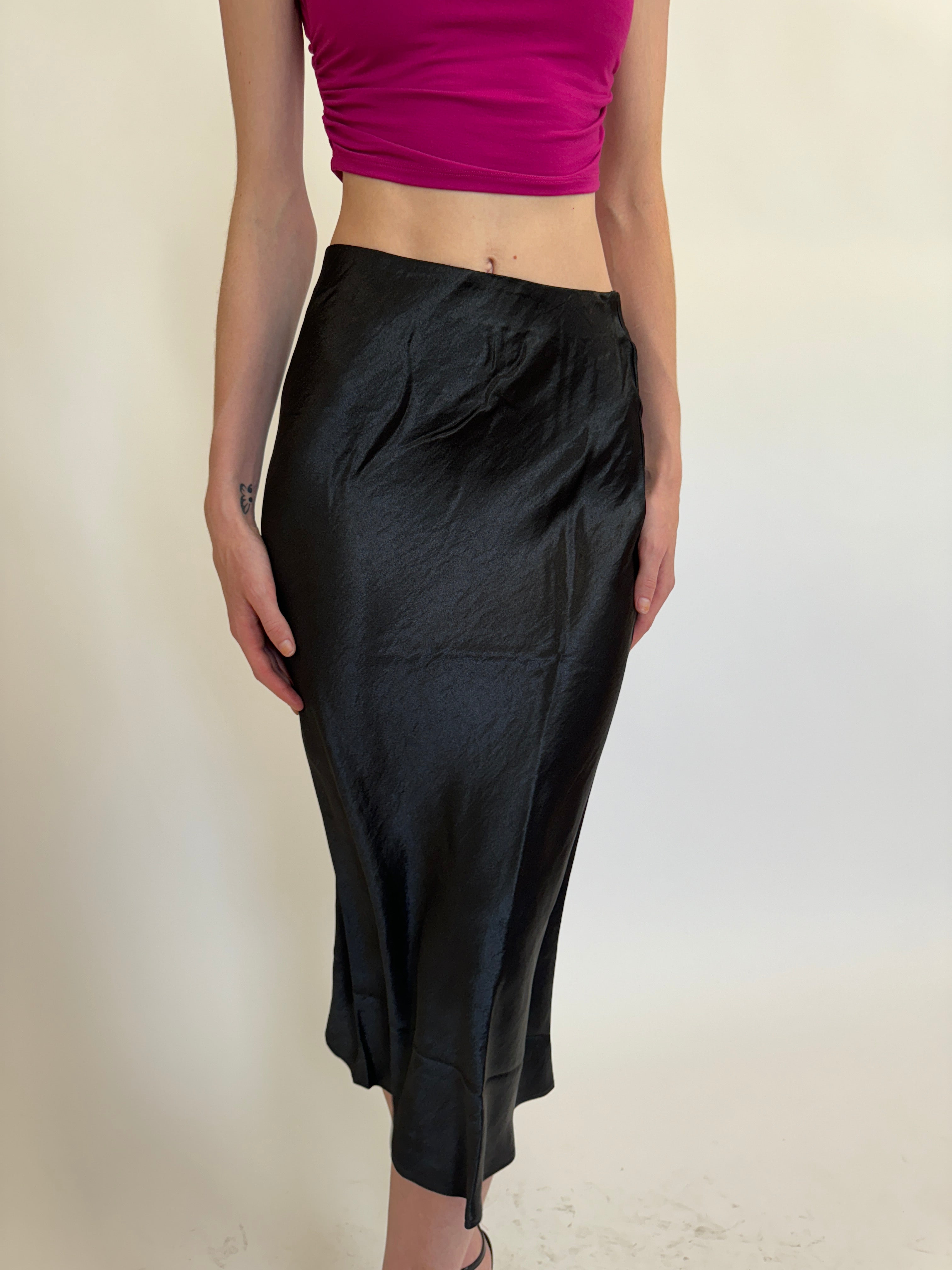 Satin Midi Skirt Black Coco Coast