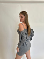 Grey Cardigan Dress Set
