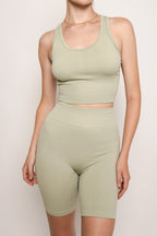 Comfy Ribbed Biker Short Set- Mint