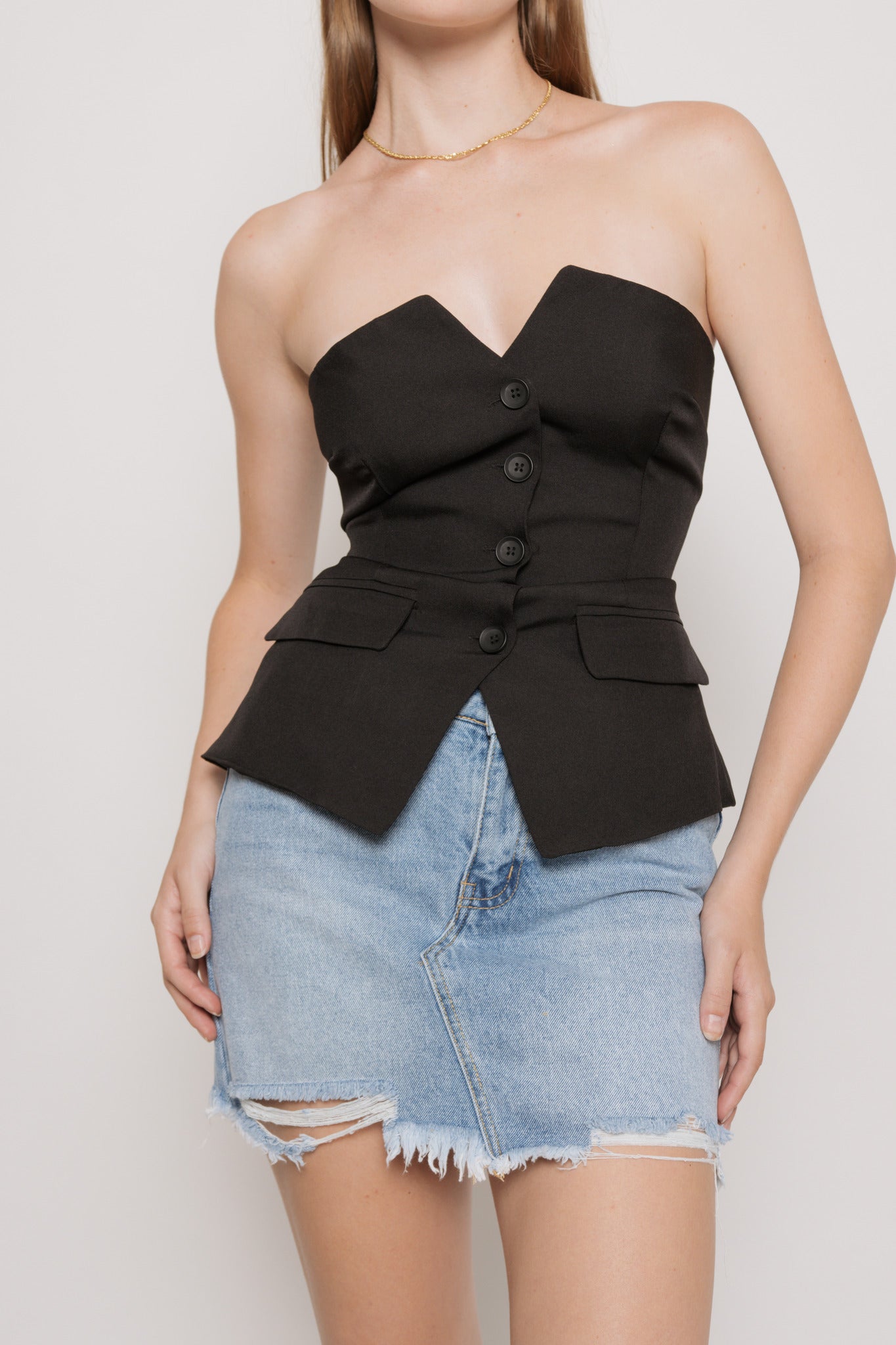 She's Affluent Strapless Suit Top