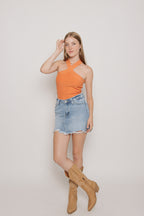 Crossing Lanes Top- Apricot